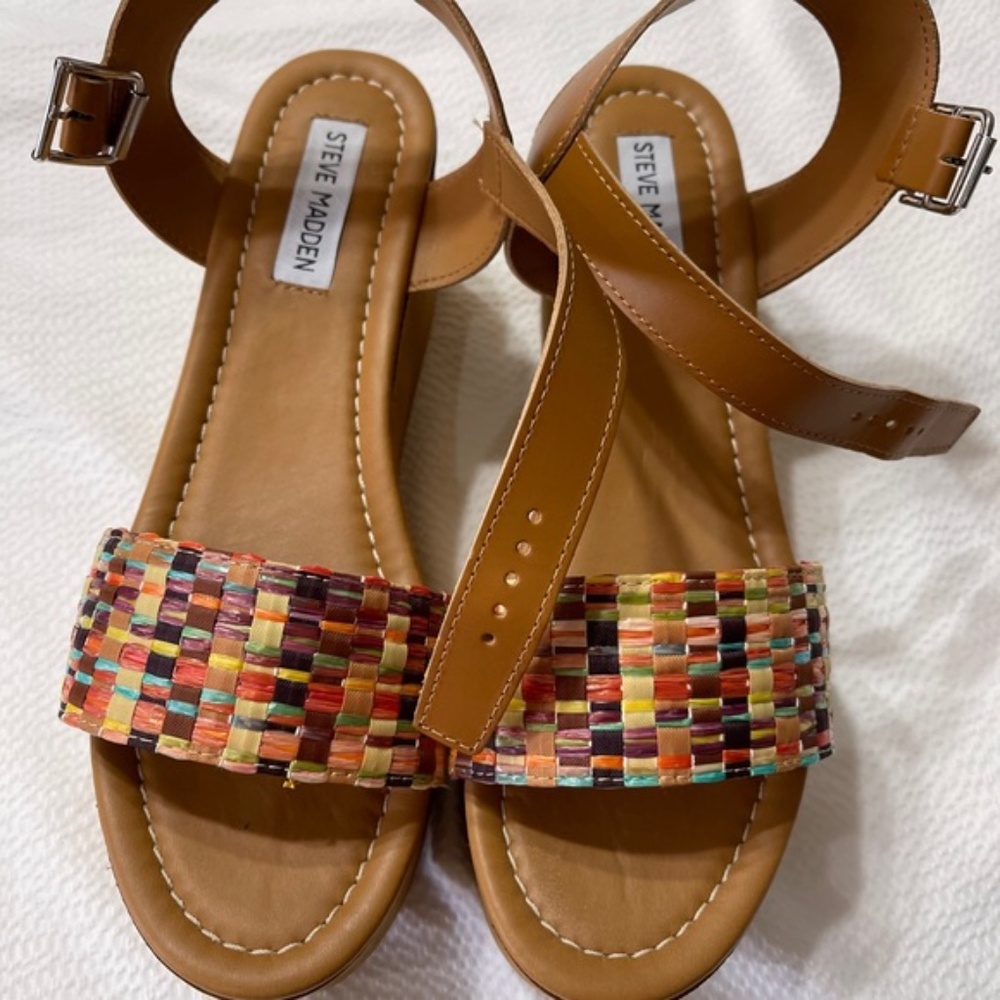 Steve Madden honey  platform’s wood chunky sandals size 10 Nwot